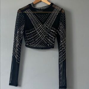 Elegant Black Beaded Women's Top